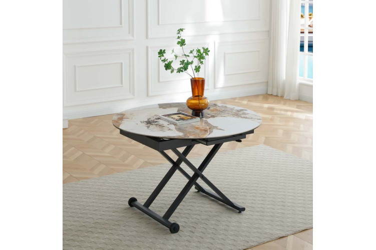 Table basse STAND UP - table salon relevable personnalisable céramique et métal