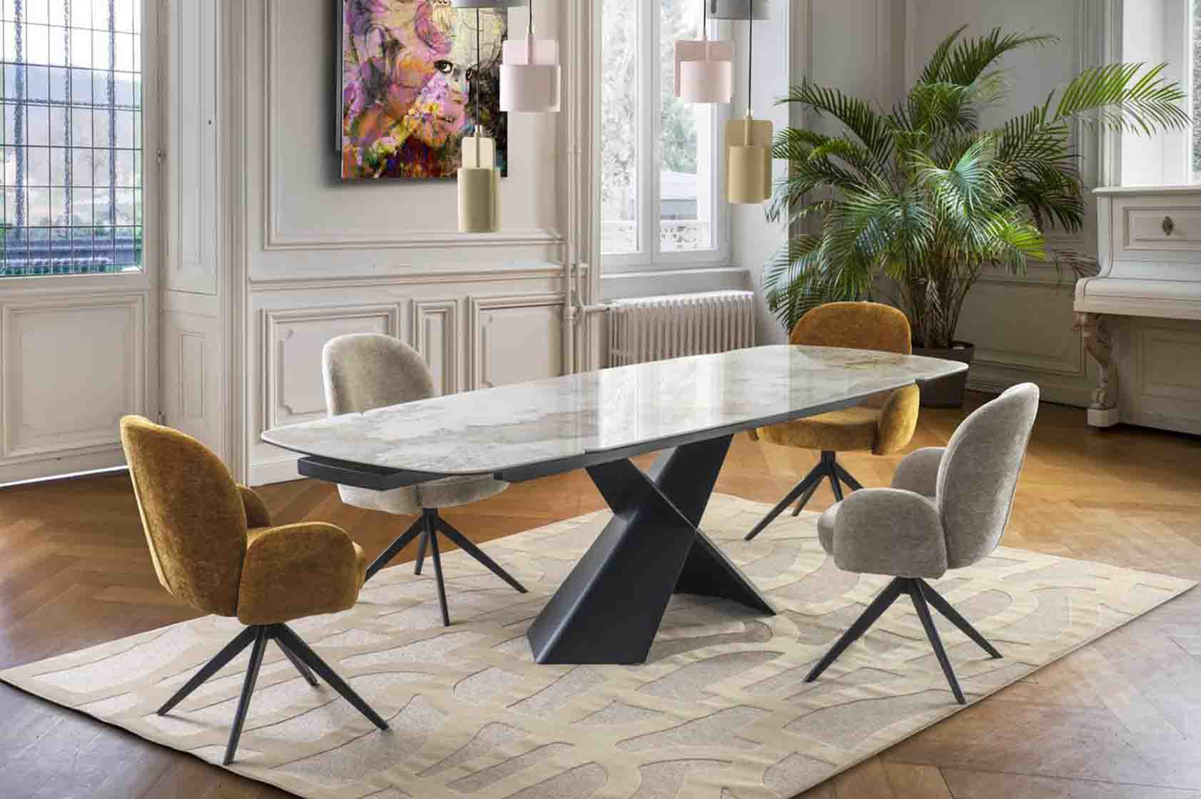 Chaise ONAÉ - chaise pivotante tissu avec accoudoirs