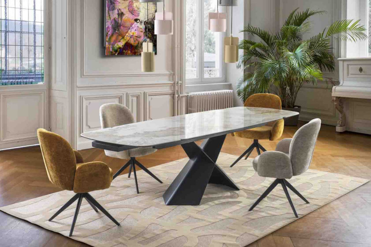 Chaise ONAÉ - chaise pivotante tissu avec accoudoirs