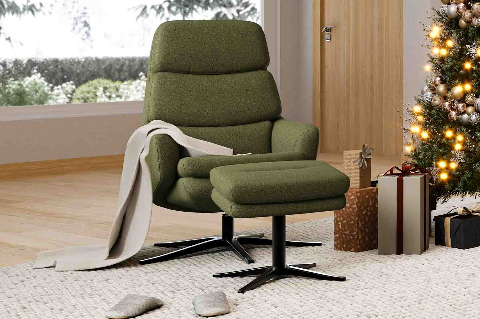 Fauteuil relaxation avec repose-pieds uni LIV