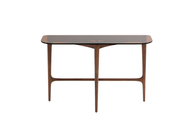 Console verre trempé et bois massif SYMPHONIE